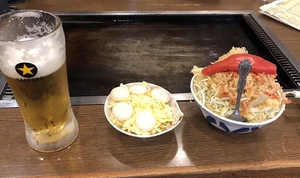 月島にて もんじゃ焼
